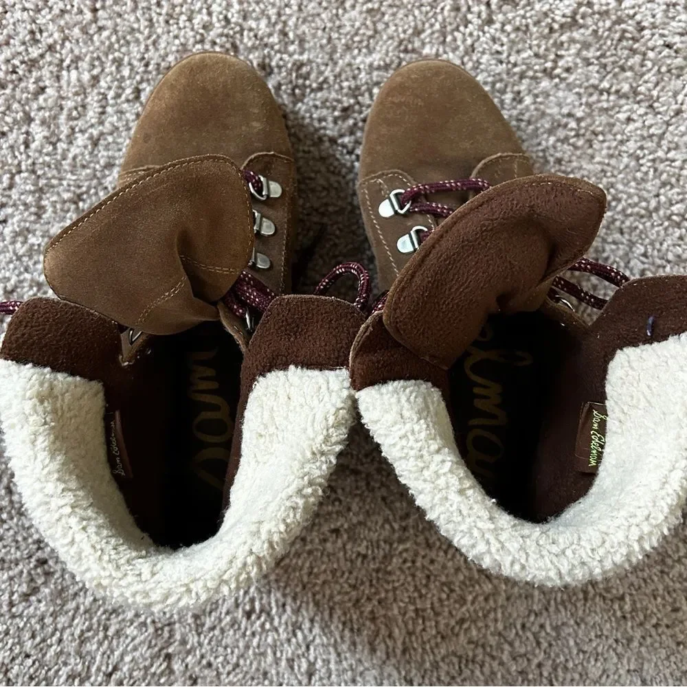 Sam Edelman Brown Franc Leather Faux Fur Ankle Boot Size 7.5M